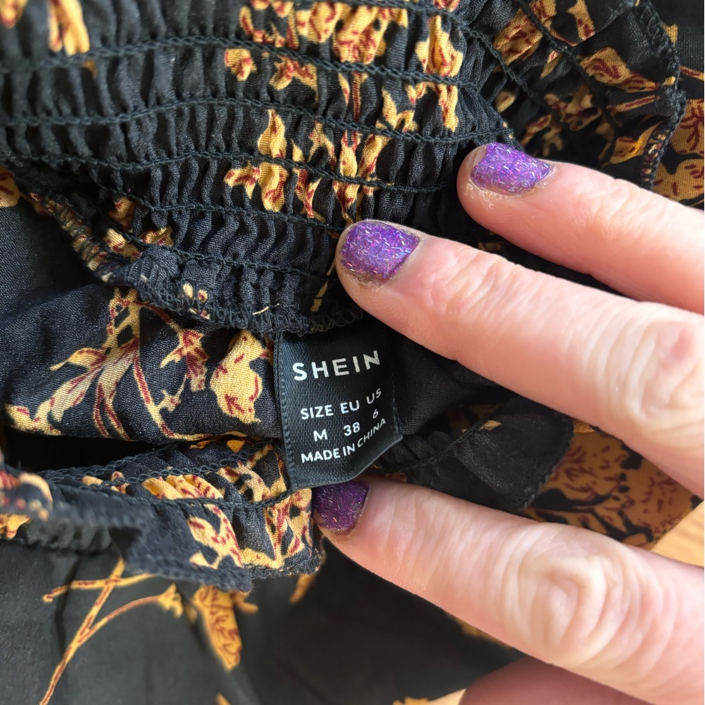 SHEIN clasi | shirred high neck flounce sleeve floral minidress | sz 6 nwot. - Picture 8 of 11
